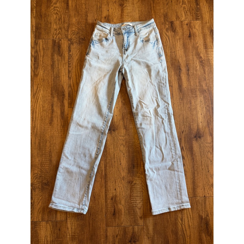 Willow + Root The Low Slung Light Wash Straight Leg Jeans Womens 23 Distressed